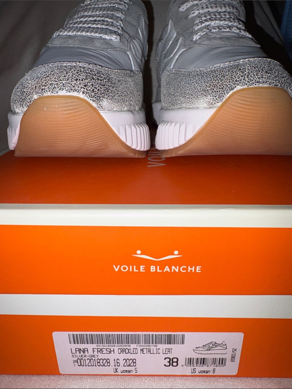 VOILE BLANCHE Lana Fresh Metallic Sneaker in Silver Grey - Picture 8 of 16